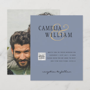 Foto Wedding Einladung QRCode UAWG Dusty Blue