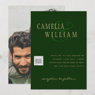 Foto Wedding Einladung QRCode UAWG Emerald Green