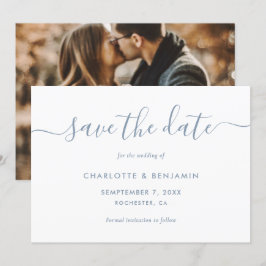 Foto Wedding Elegantes Script Dusty Blue Wedding Ankündigung