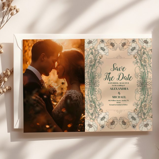 Foto Wedding Floral Art Nouveau Save The Date (Von Creator hochgeladen)