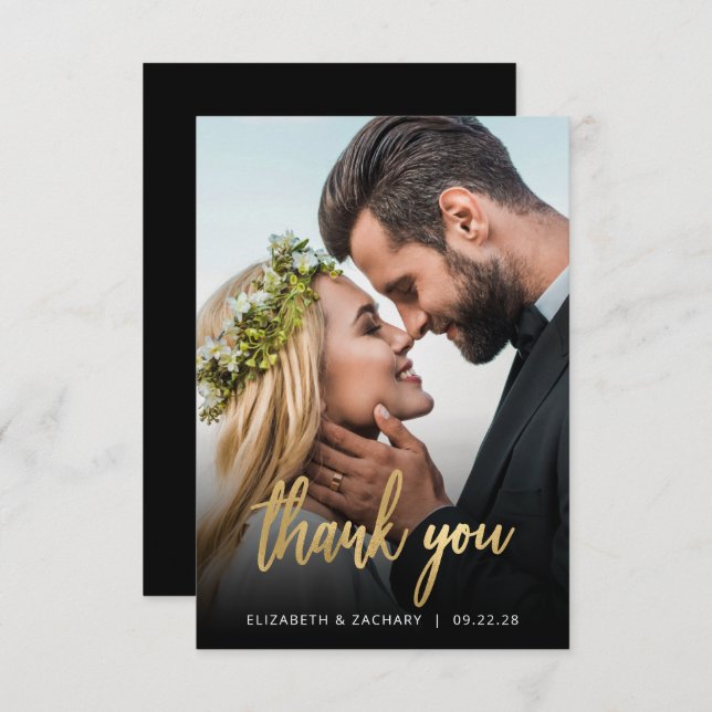 Foto Wedding Gold Script Black Danke (Vorne/Hinten)