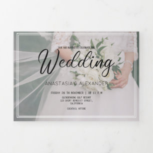 FOTO WEDDING Haushalt Set Einladung. Dreifach Gefaltete Einladung