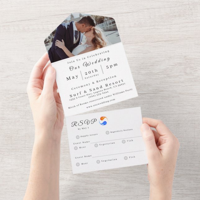 Foto Wedding Invitation-Twin Flame Hochzeit Thema- All In One Einladung (Abreißen)