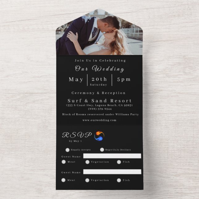 Foto Wedding Invitation-Twin Flame Hochzeit Thema- All In One Einladung (Innen Boden)