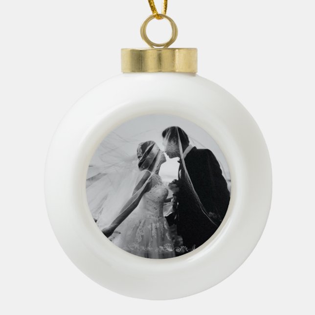 Foto Wedding Keepake Weihnachten Keramik Kugel-Ornament (Vorderseite)