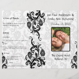 Foto Wedding Program Black Damask