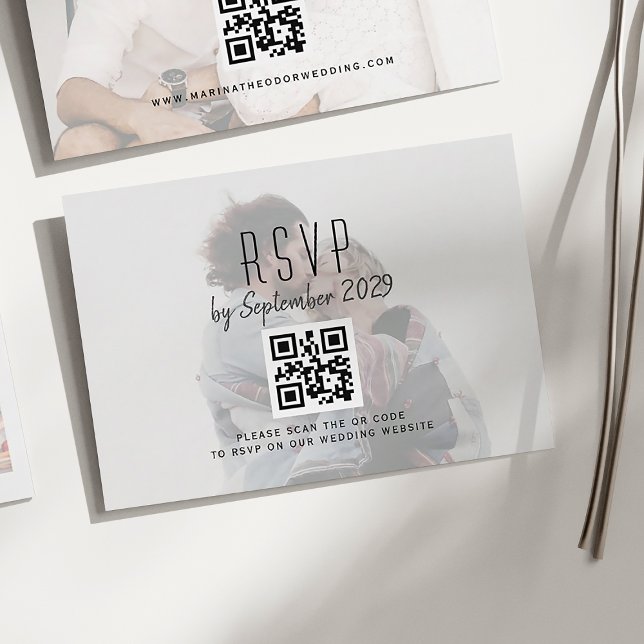 Foto Wedding RSVP Card mit QR Code (Von Creator hochgeladen)