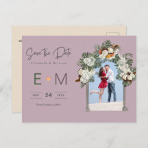 Foto Wedding Save the Date Mauve Floral Postcard