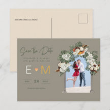 Foto Wedding Save the Date Olive Green Sage Flora