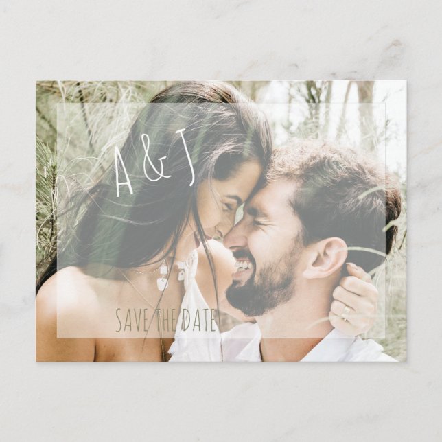 Foto Wedding Speichern Sie das Datum Website QR Co Ankündigungspostkarte (Vorderseite)