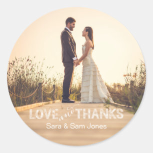 Foto Wedding Sticker, Liebe und Danke Overlay Runder Aufkleber