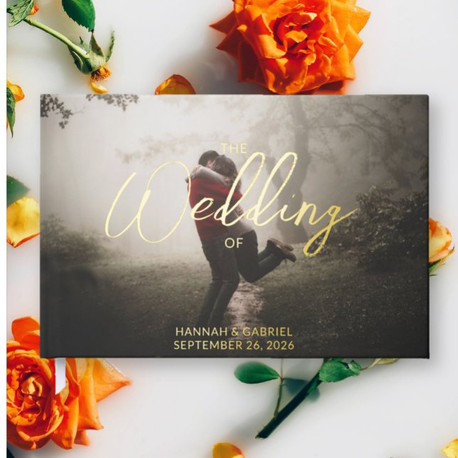 Foto Wedding Terracotta Foil Gästebuch hinzufügen (The front of the Add Photo Wedding Guest Book)