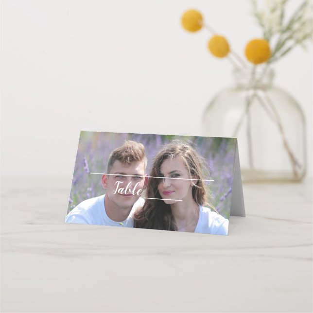 Foto Wedding Tischnummer Cards Platzkarte (Vorderseite)