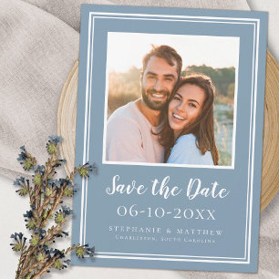 Foto Wedding Verlobung Couple Modern Dusty Blue Save The Date