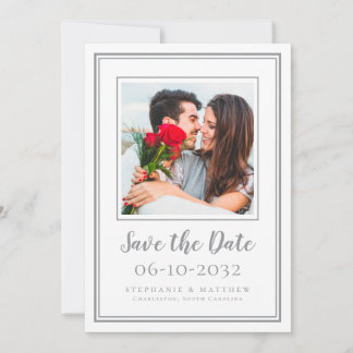 Foto Wedding Verlobung Modern Grau Weiß Save The Date