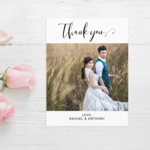 Foto Wedding Vielen Dank Elegant Minimalistisch Postkarte