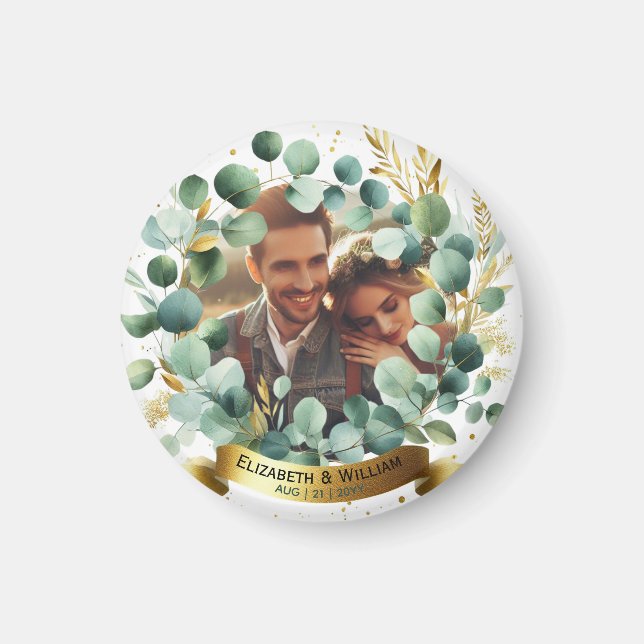 FOTO Wedding Vielen Dank Eucalyptus Blätter Gesche Magnet (Vorne)