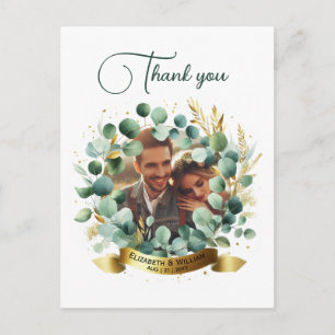 FOTO Wedding Vielen Dank Eucalyptus Blätter Gesche Postkarte