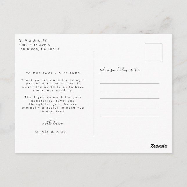 Foto Wedding Vielen Dank Postkarte (Rückseite)