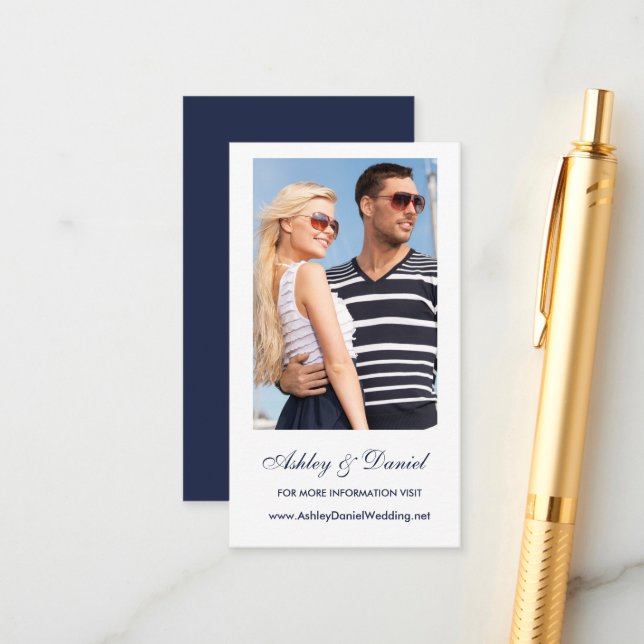 Foto Wedding Website Insert Card - Farbe auswählen (Vorderseite/Rückseite Beispiel)