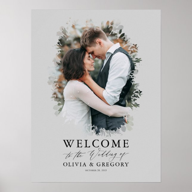 Foto Wedding Welcome Sign - Grau Poster (Vorne)