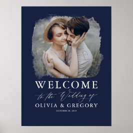 Foto Wedding Welcome Sign - Navy Blue Poster