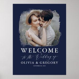 Foto Wedding Welcome Sign - Navy Blue Poster