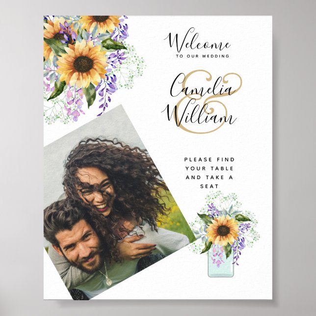 FOTO Wedding Welcome Sign Sunflowers Poster (Vorne)