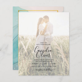FOTO WEDING EINLADUNG Aquamarin Gold INK LeahG