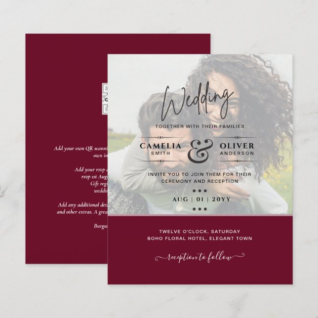 FOTO WEDING INVITATION Budget Overlay Text LeahG (Vorne/Hinten)