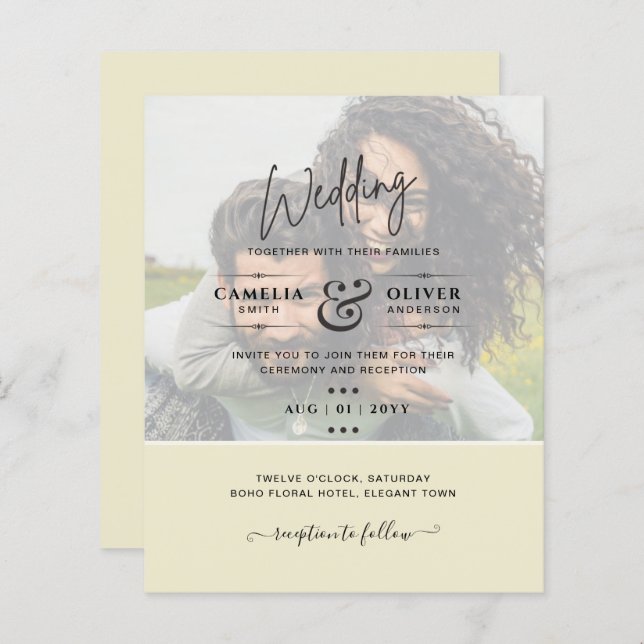 FOTO WEDING INVITATION Budget Overlay Text LeahG (Vorne/Hinten)
