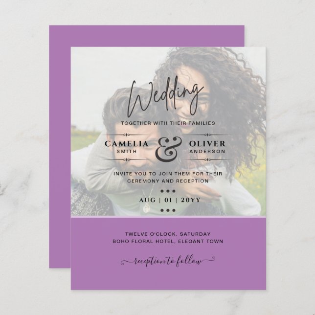 FOTO WEDING INVITATION Budget Overlay Text LeahG (Vorne/Hinten)