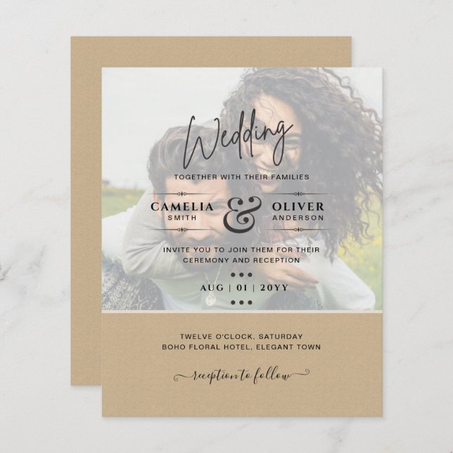 FOTO WEDING INVITATION Budget Overlay Text LeahG (Vorne/Hinten)