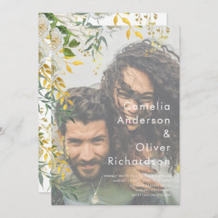 FOTO WEDING INVITATION Greenery Gold LeahG Einladung