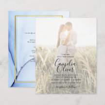 FOTO WEDING INVITATION Navy Blue Gold INK LeahG
