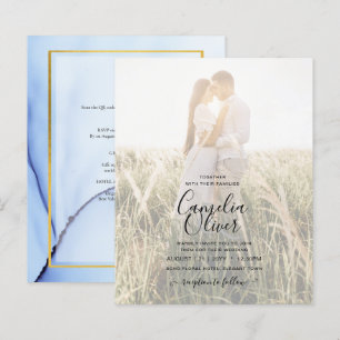 FOTO WEDING INVITATION Navy Blue Gold INK LeahG