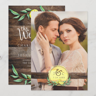 FOTO WEDING INVITATION Rustikaler Barn Wood Lemo Einladung