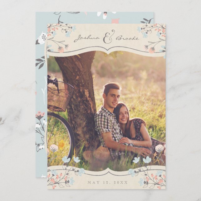 FOTO WEDING INVITATION | Vintage Liebe Einladung (Vorne/Hinten)