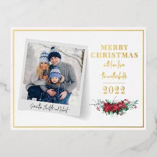 Foto Weihnachten - Blumenschrift Folien Feiertagspostkarte