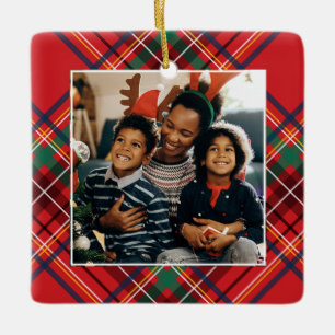 Foto Weihnachten kariert personalisiert Keramikornament