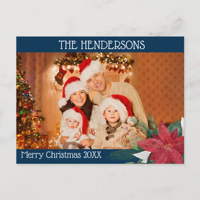 Foto Weihnachten Poinsettia Feiertag Postkarte (Vorderseite)