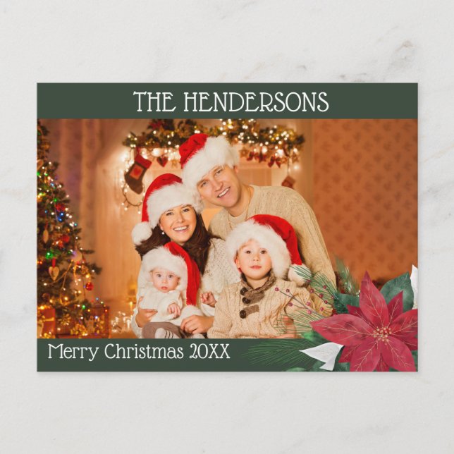 Foto Weihnachten Poinsettia Feiertag Postkarte (Vorderseite)