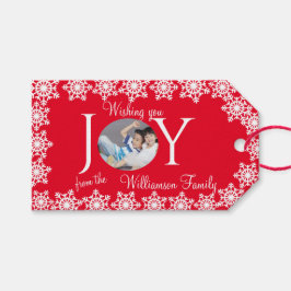 Foto Weihnachten Rotes Schneeflocken H Geschenkanhänger