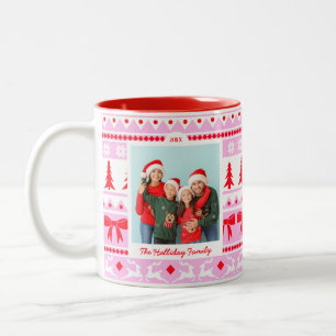 Foto Weihnachten Sweater Pink & Red Zweifarbige Tasse