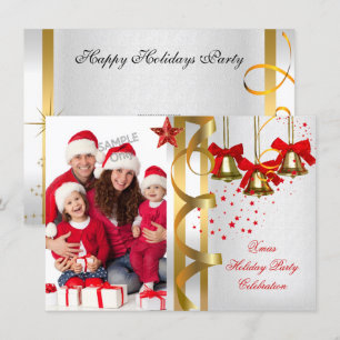 Foto Weihnachten Urlaub Weihnachtsfeier Weiß Gold Einladung