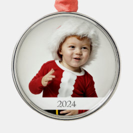 Foto Weihnachts-Foto Ornament mit Text / Jahr Aus Metall
