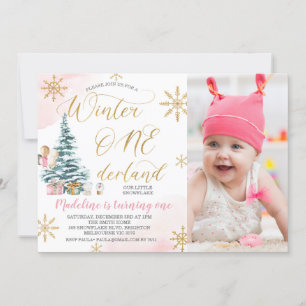 Foto Weihnachtsbaum Winter Onederland Geburtstag Einladung