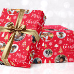 Foto Weihnachtsbaumen Individuelle Name Rot Geschenkpapier<br><div class="desc">Machen Sie Ihr Geschenk mit diesem personalisierten Namensschild und fünf Fotos extra für Sie, um mit Ihren eigenen Familienfreunden oder Haustieren zu ersetzen! Ein stilvolles Urlaubsprojekt mit festlichen Weihnachtsbäumen, Schneeflocken und Sternen. ♦ Klicken Sie zum Ersetzen von Fotos auf "Diese Vorlage personalisieren" ♦ Klicken Sie neben jedem Foto auf "Ändern",...</div>