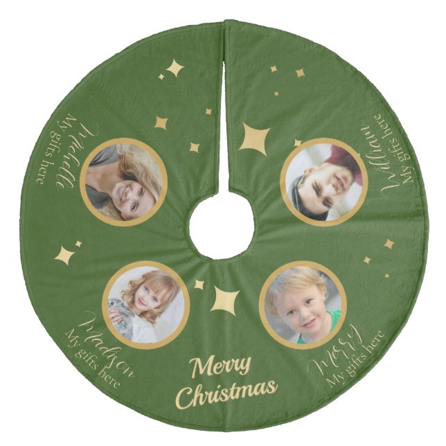 Foto Weihnachtsbaumrock mit Namen & Geschenkstätte Fleece Weihnachtsbaumdecke (Vorderseite)