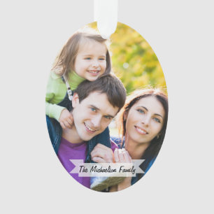 Foto-Weihnachtsfeiertags-Skript der Familien-2 Ornament